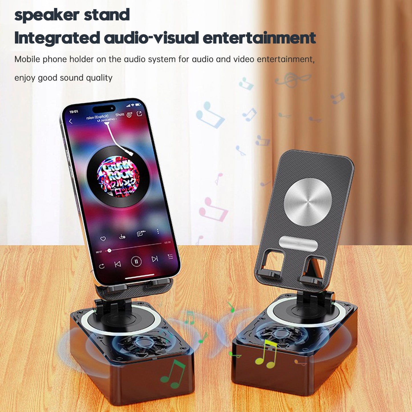 Supporto per telefono 4 in 1 Altoparlante Bluetooth Caricabatterie wireless Power Bank Desktop Live