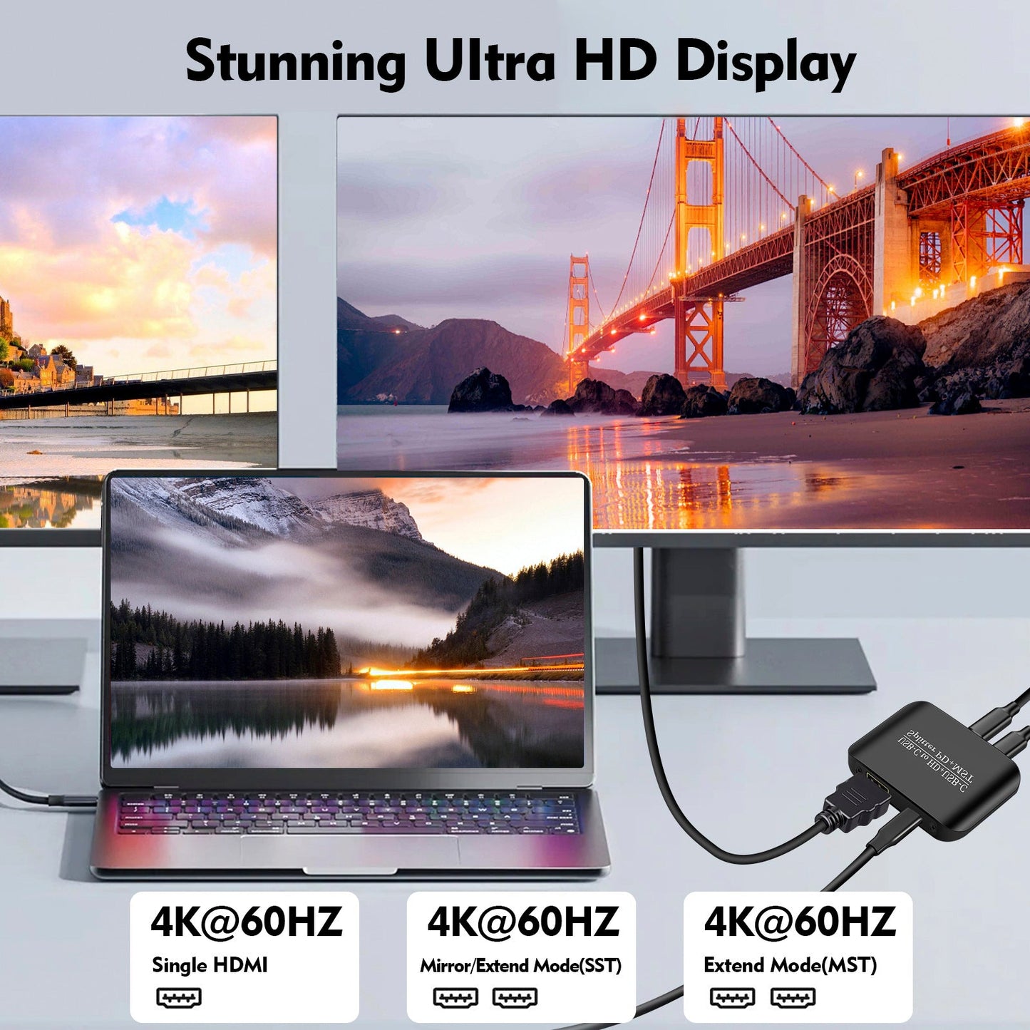Adattatore 4K60TYPE-C a HDMI+TYPE-C Splitter di alimentazione per display diversi