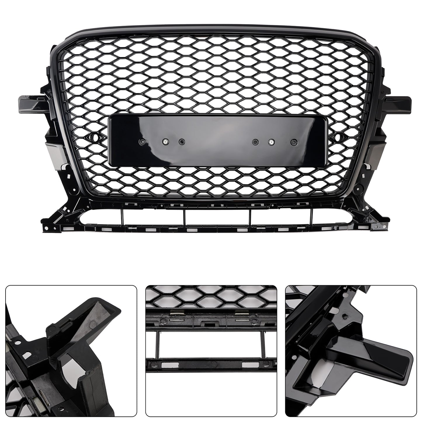 Per Audi Q5 2013-2017 Griglia per paraurti anteriore a nido d'ape nera lucida