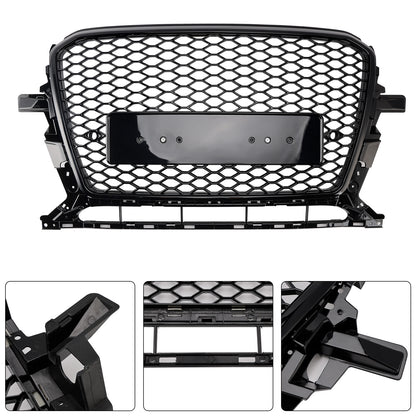 Per Audi Q5 2013-2017 Griglia per paraurti anteriore a nido d'ape nera lucida