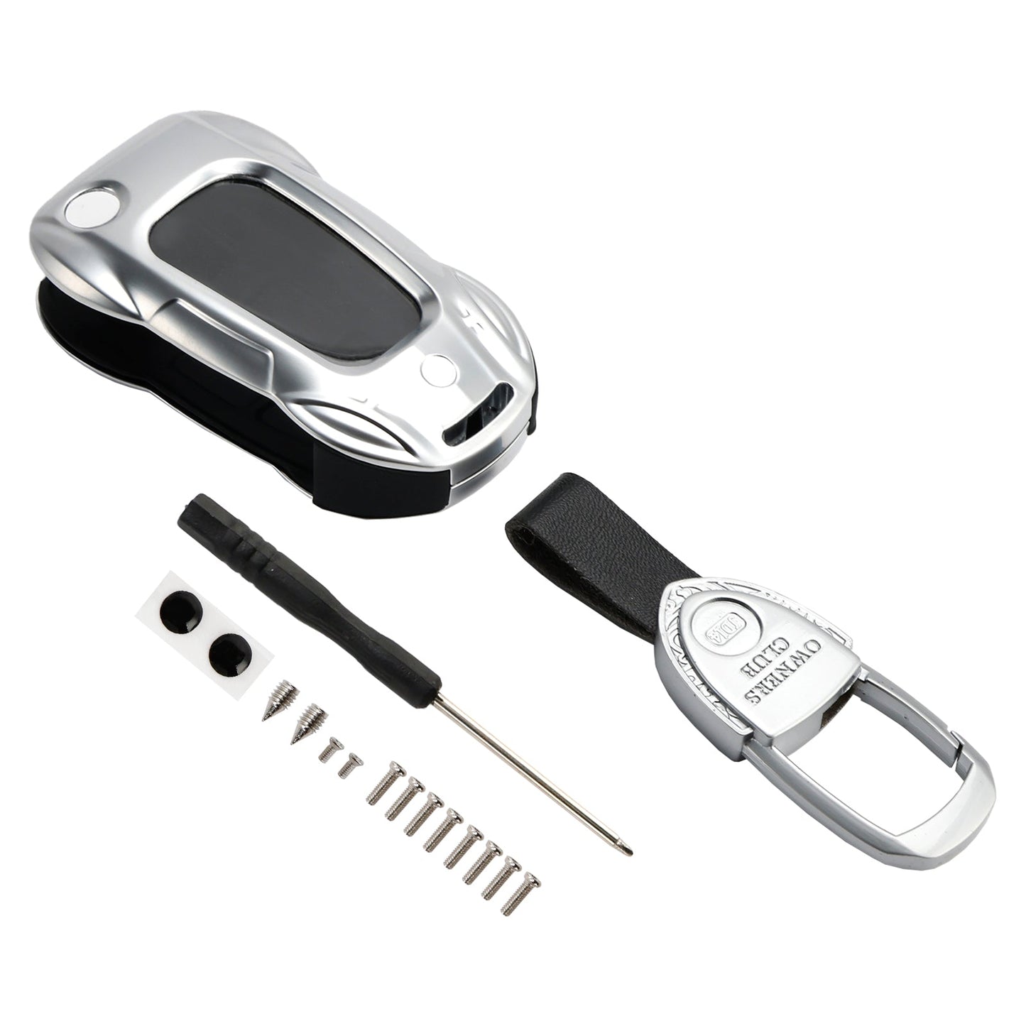 Custodia in lega di zinco e pelle per chiave auto Audi A1 A3 S3, colore argento