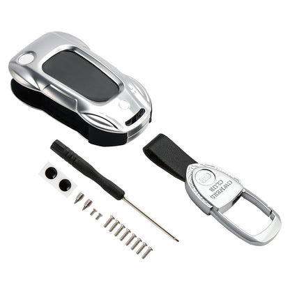 Custodia in lega di zinco e pelle per chiave auto Audi A1 A3 S3, colore argento