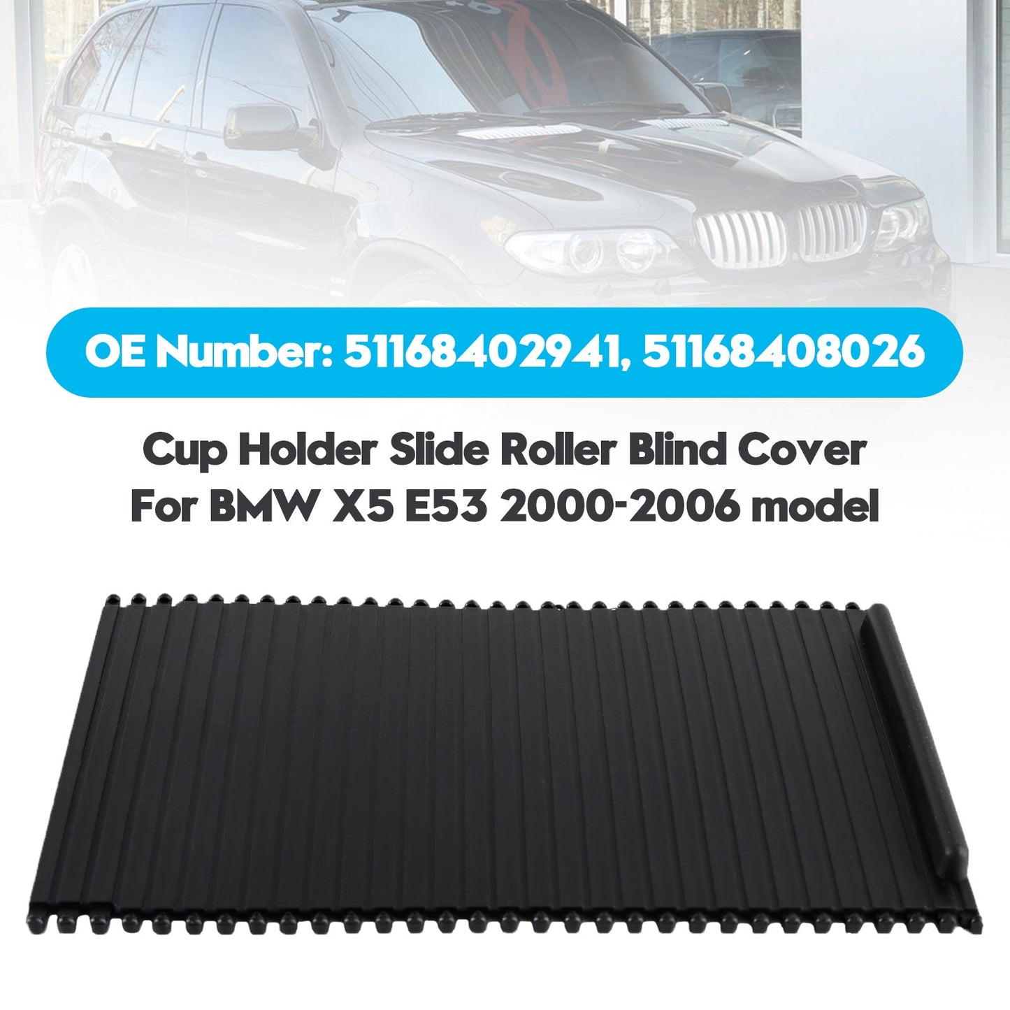 Copertura a rullo portabicchieri per console centrale BMW X5 E53 2000-2006 51168408026