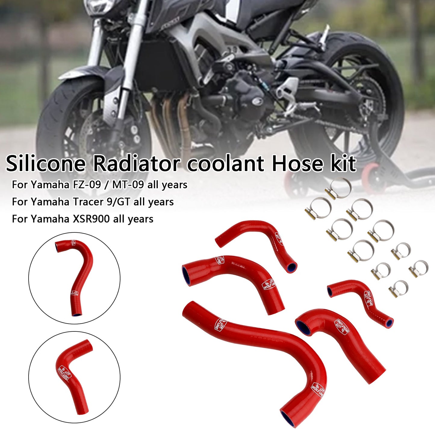 Yamaha MT-09 XSR900 Tracer 9/GT tutti gli anni Tubo refrigerante radiatore in silicone