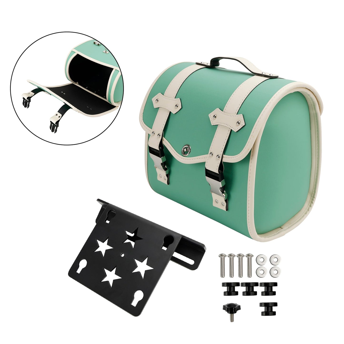 Borsa laterale porta attrezzi, kit di valigie a sgancio rapido, colore verde, per cruiser, adventure cafe.