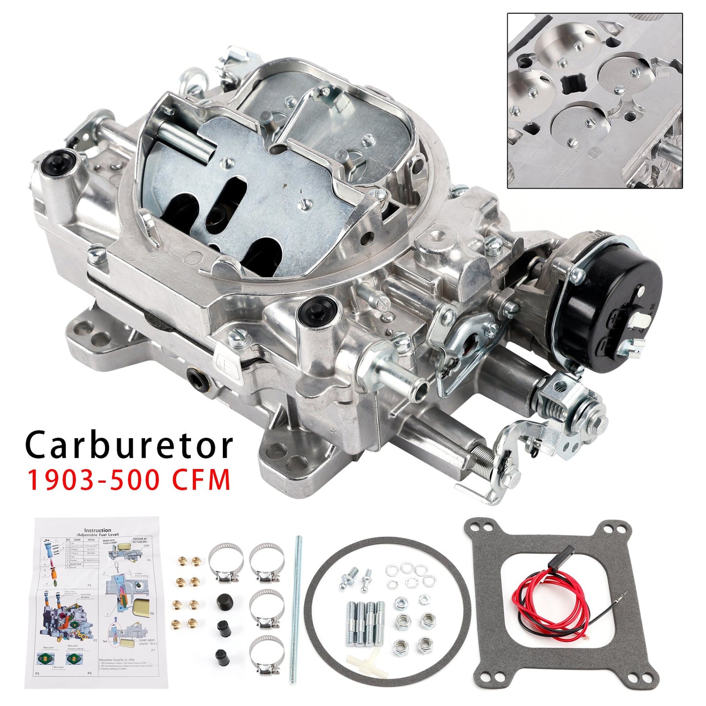 Carburatore 1903 da 500 CFM a 4 corpi per serie Avs2 con starter elettrico e flangia quadrata.