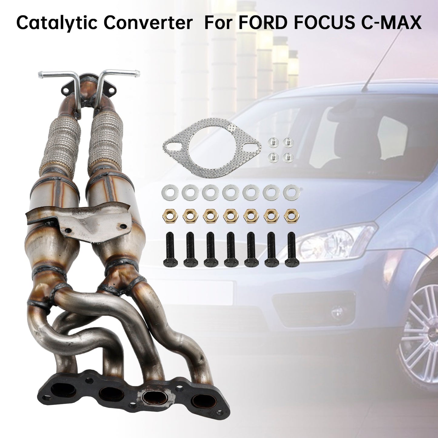 04/2005-03/2007 FORD FOCUS II Berlina (DB_, FCH, DH) 1.6 Ti Berlina Convertitore catalitico a benzina omologato + kit di montaggio 1319161 1326272