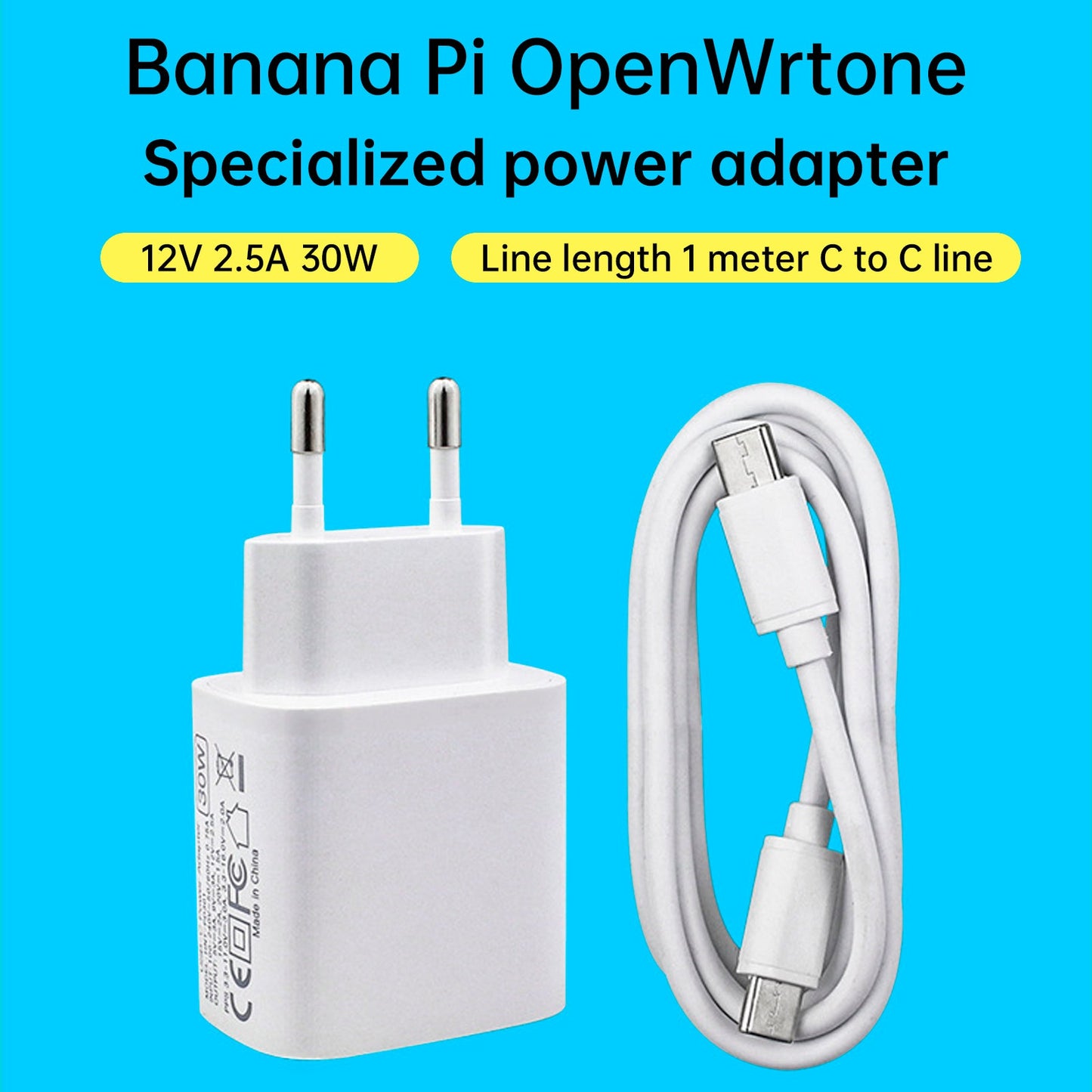 Scheda di sviluppo router Banana Pi OpenWrtOne, adattatore di alimentazione dedicato, caricabatterie 12V2.5A, spina UE