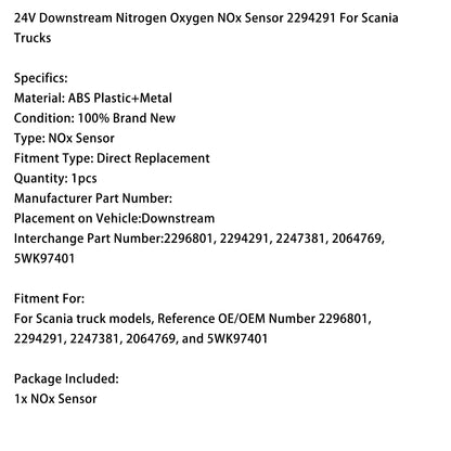 Sensore di azoto, ossigeno e NOx a valle da 24 V 2294291 per camion Scania