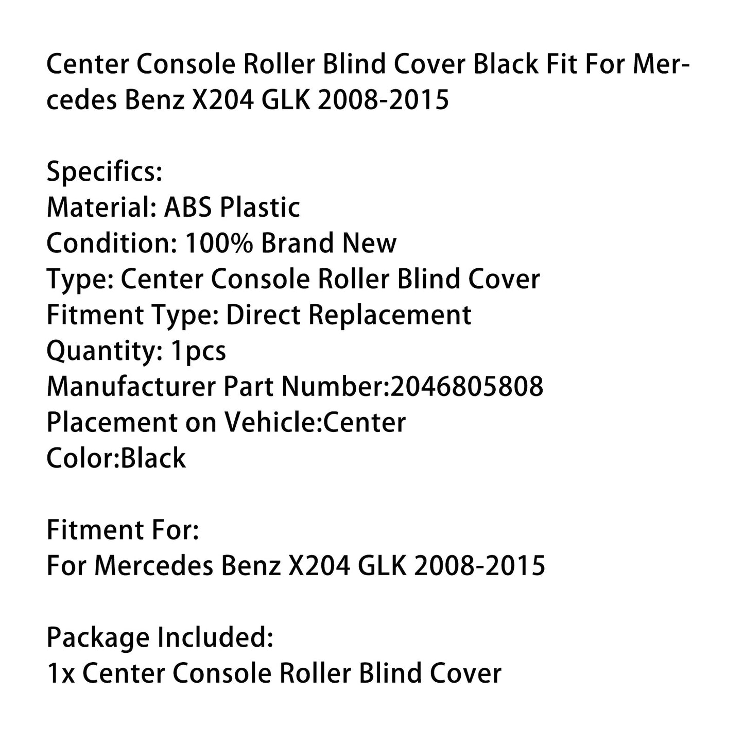 Copertura avvolgibile per console centrale, nera, adatta per Mercedes Benz X204 GLK 2008-2015
