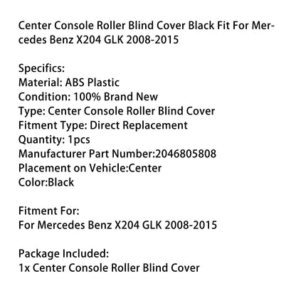 Copertura avvolgibile per console centrale, nera, adatta per Mercedes Benz X204 GLK 2008-2015
