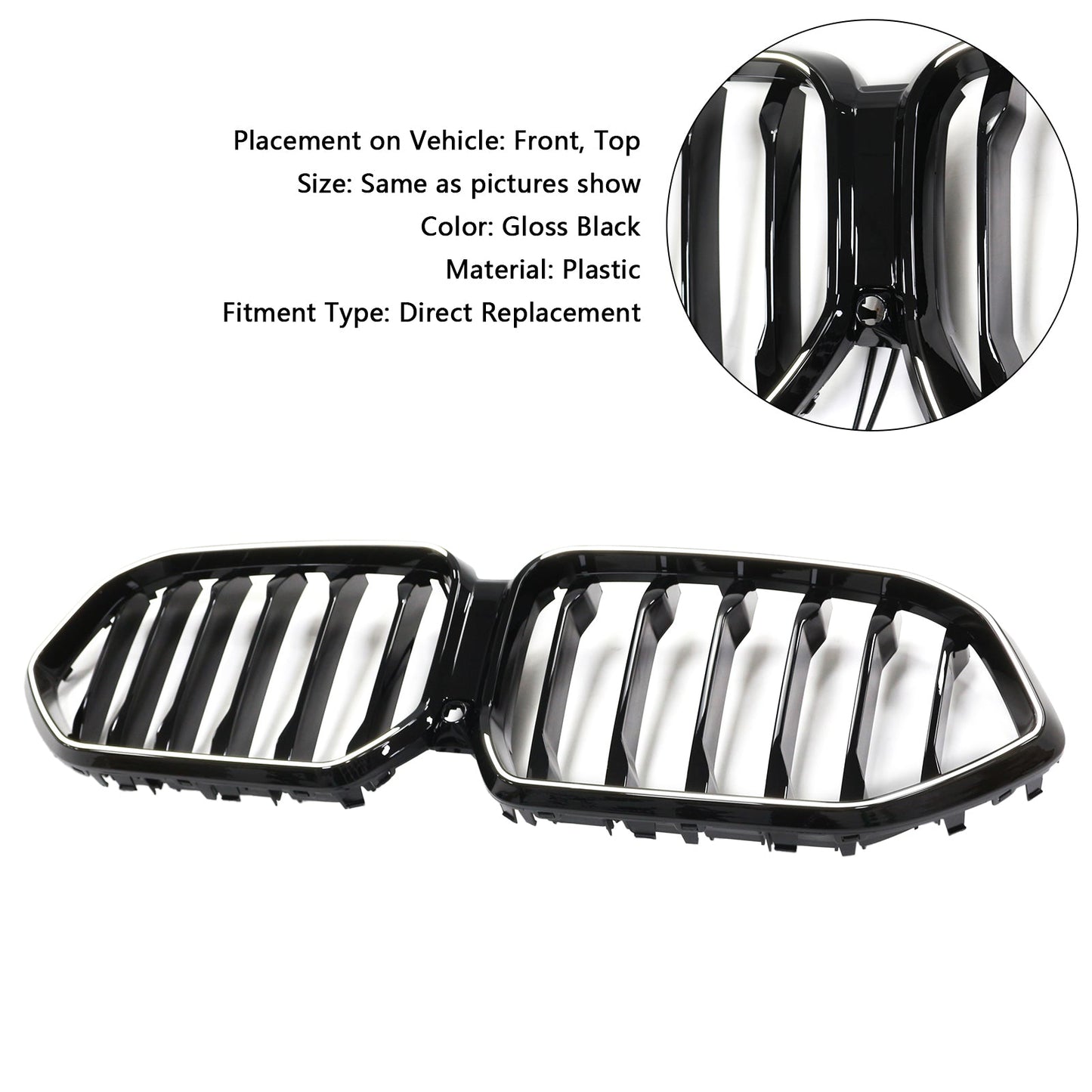 Griglia paraurti anteriore nera BMW X6 G06 M50i 2020-2022 con foro per telecamera