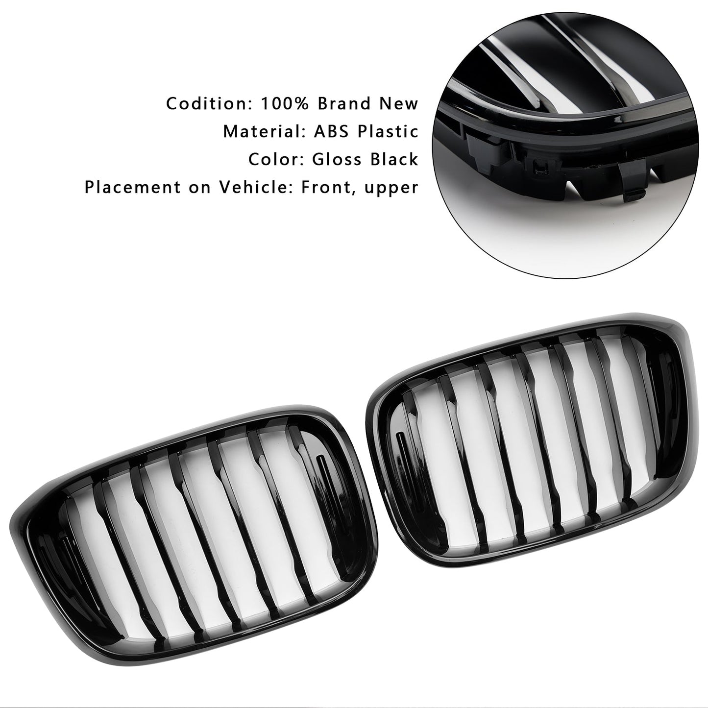 Griglia anteriore a rene nera lucida BMW X4 G02 X3 G01 G08 2018-2021 51138469959