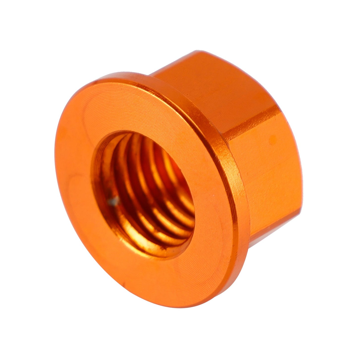 Confezione da 6 dadi flangiati per pignone posteriore in alluminio M10X1,5 mm arancioni per moto