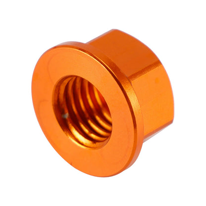 Confezione da 6 dadi flangiati per pignone posteriore in alluminio M10X1,5 mm arancioni per moto