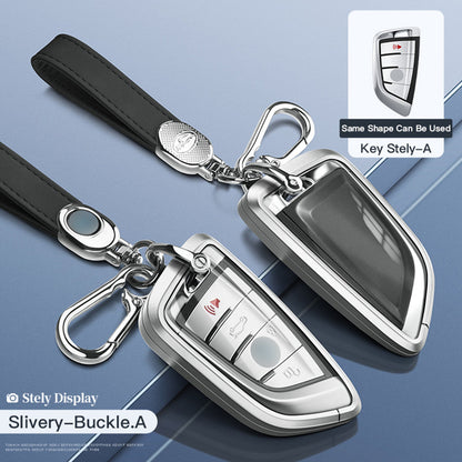 Custodia per chiave auto in TPU argentato in lega di alluminio con fibbia per BMW X3 X1 X5