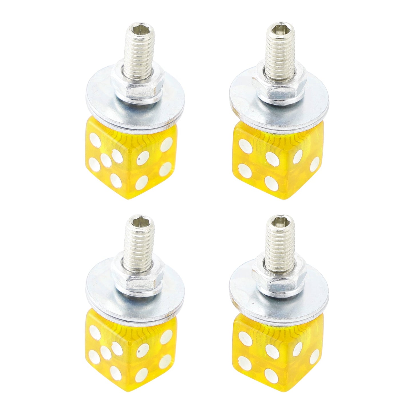 4x bulloni per targa DICE personalizzati in plastica gialla per motocicletta, chopper e bobber