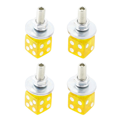 4x bulloni per targa DICE personalizzati in plastica gialla per motocicletta, chopper e bobber