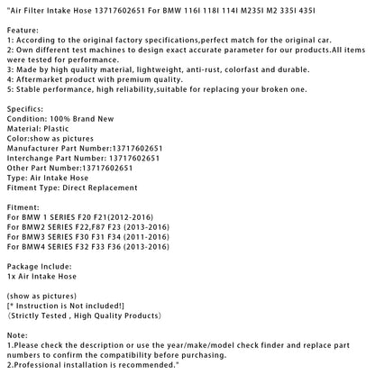Tubo di aspirazione del filtro dell'aria 13717602651 per BMW 116I 118I 114I M235I M2 335I 435I