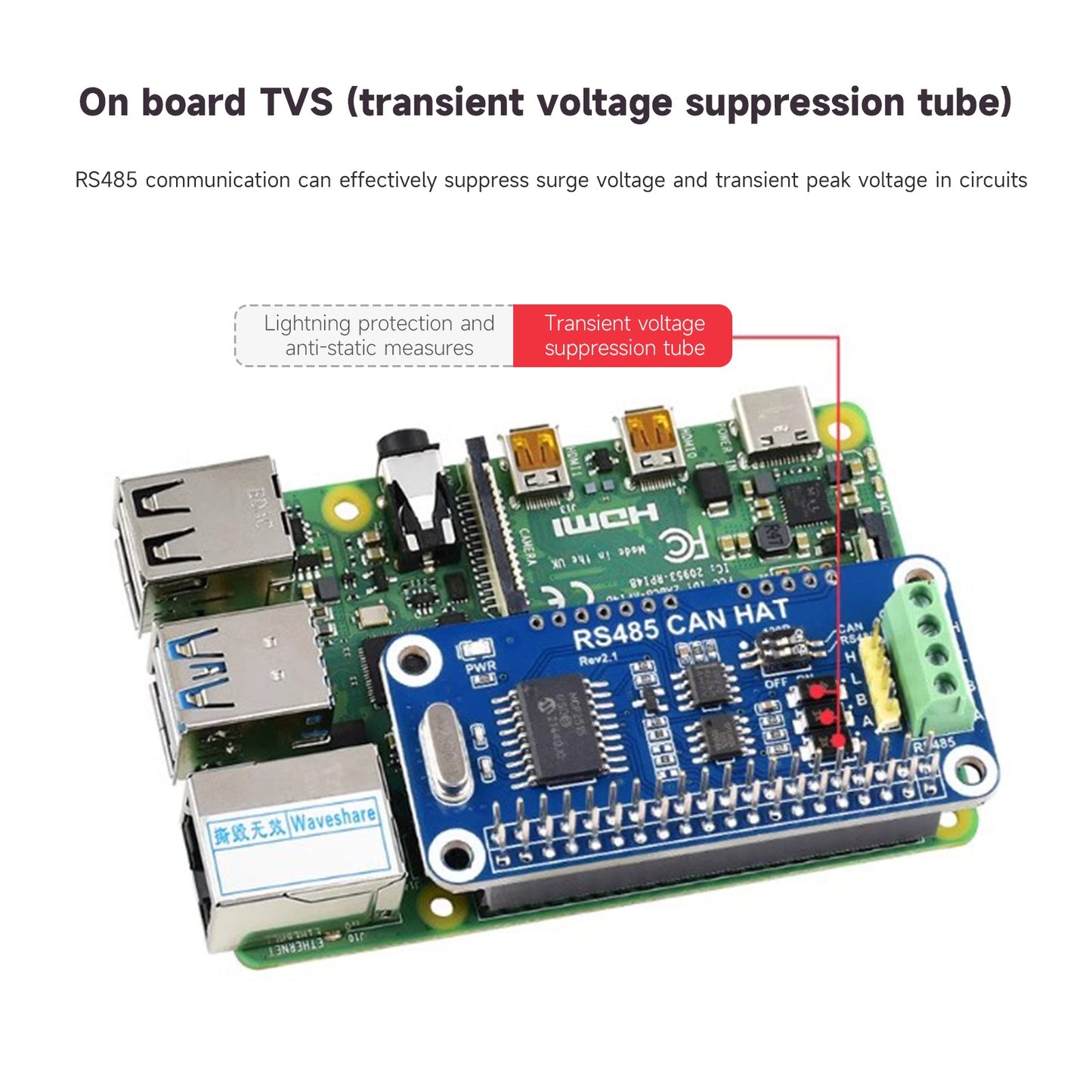 Scheda di espansione Raspberry Pi RS485 Commutazione automatica dello stato del ricetrasmettitore