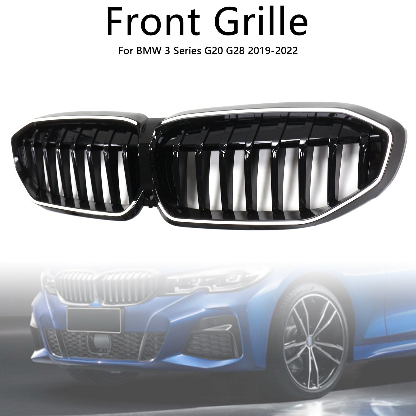 Griglia a rene nera lucida BMW Serie 3 G20 2019-2022 51138072085