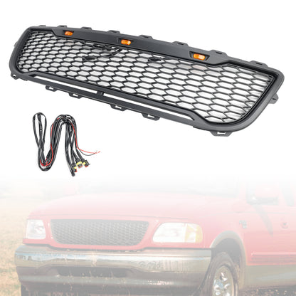 1999-2003 Ford F150 Griglia per paraurti anteriore a nido d'ape nera opaca con LED