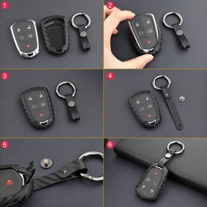 Custodia in pelle e silicone per chiave auto con fibbia per Cadillac