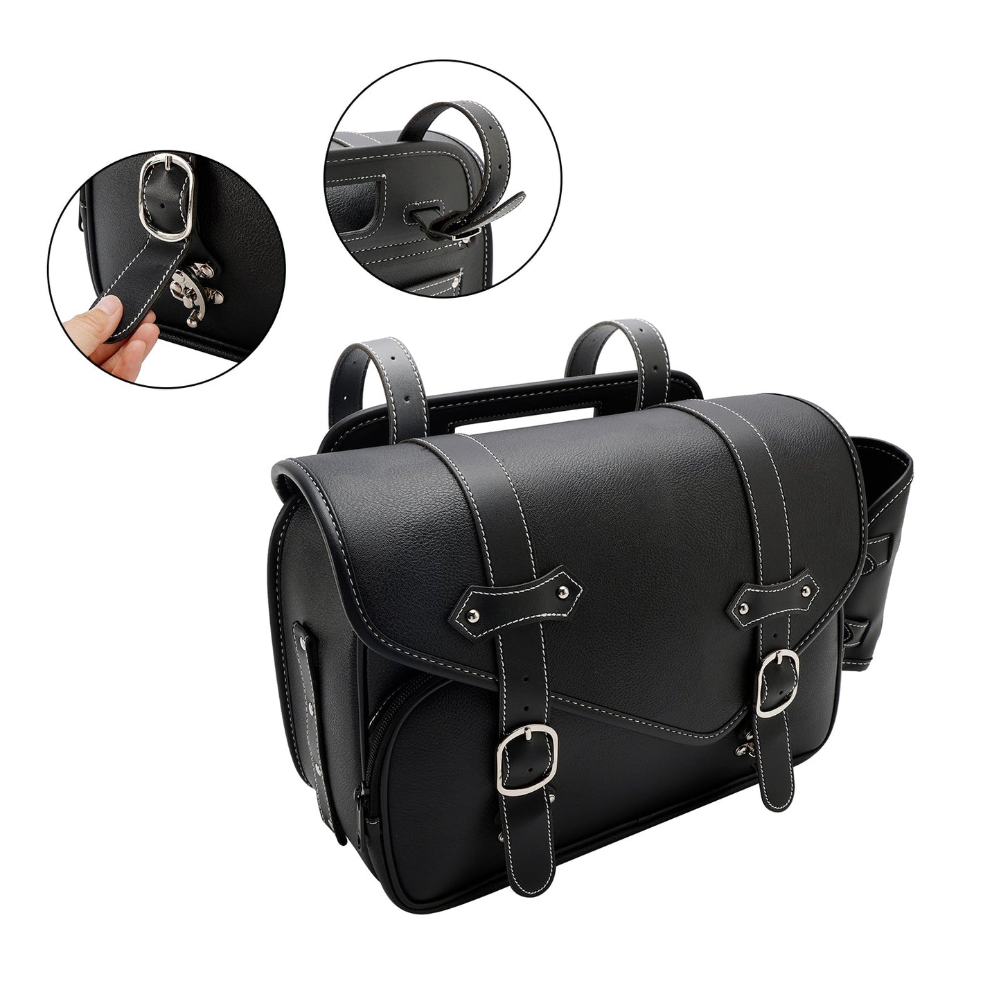 Borsa posteriore in PU Borsa laterale Borsa posteriore Borsa portaoggetti nera per moto