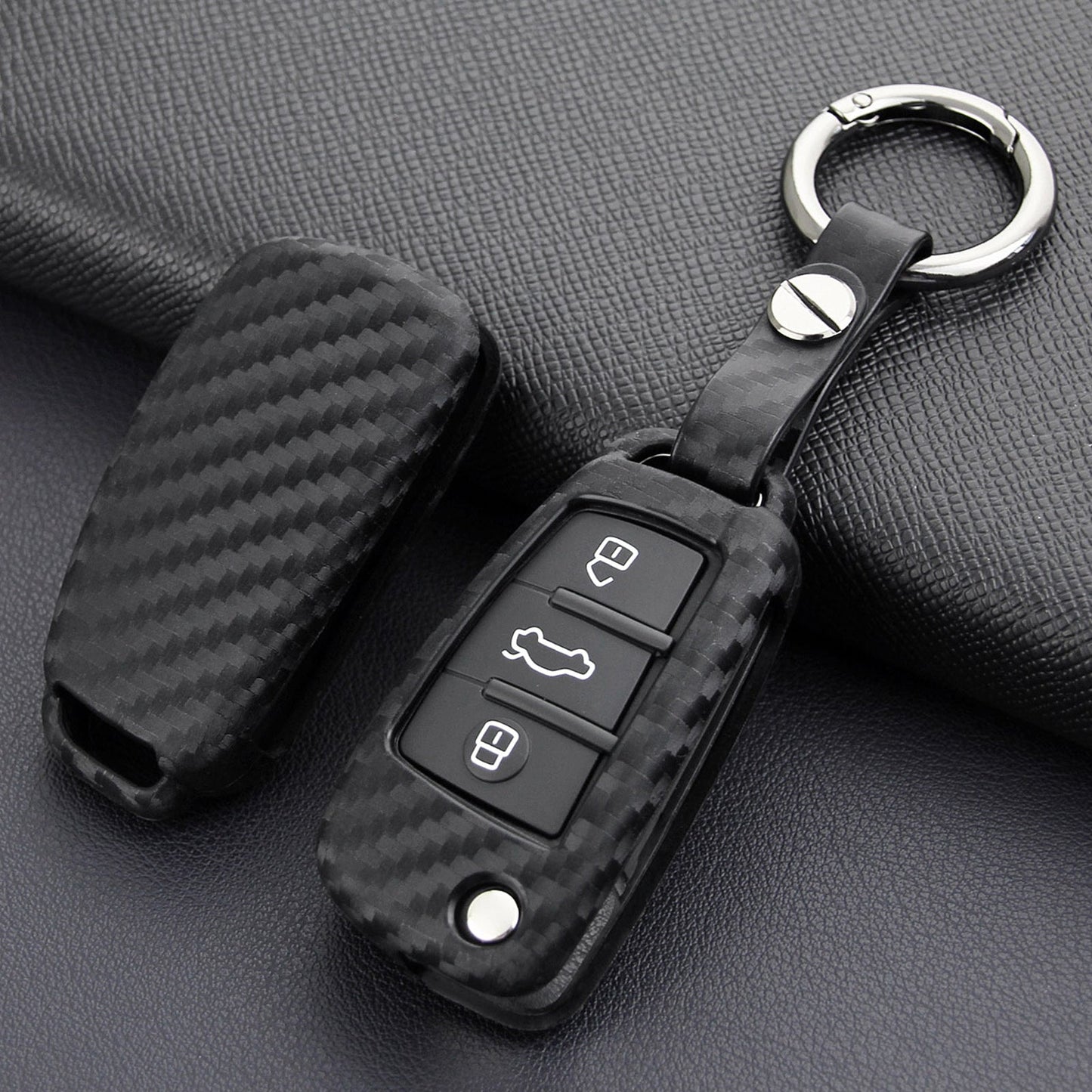 Custodia in pelle e silicone per chiave auto con fibbia per Audi