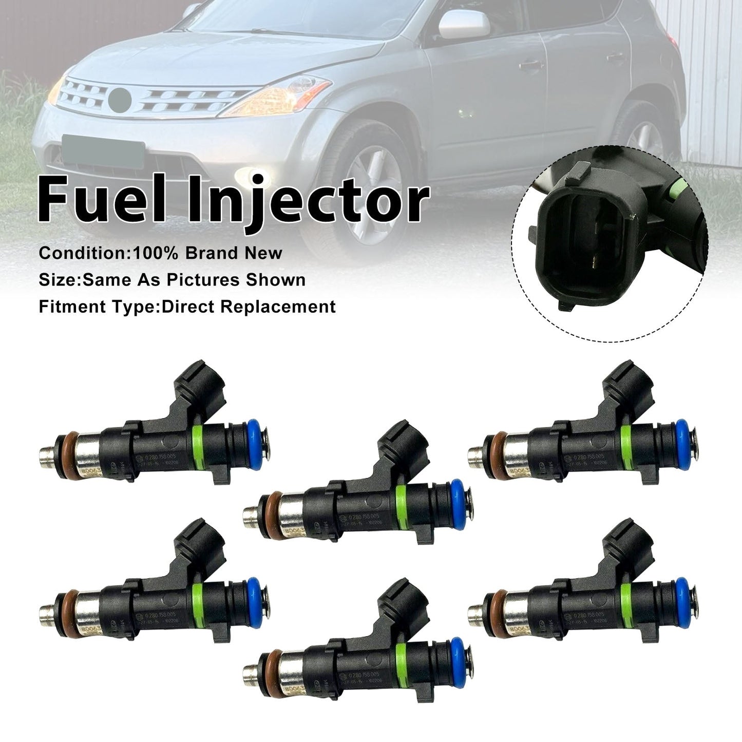 6 iniettori di carburante per Nissan Murano 2003-2004 Quest 2004-2009 16600-7y000