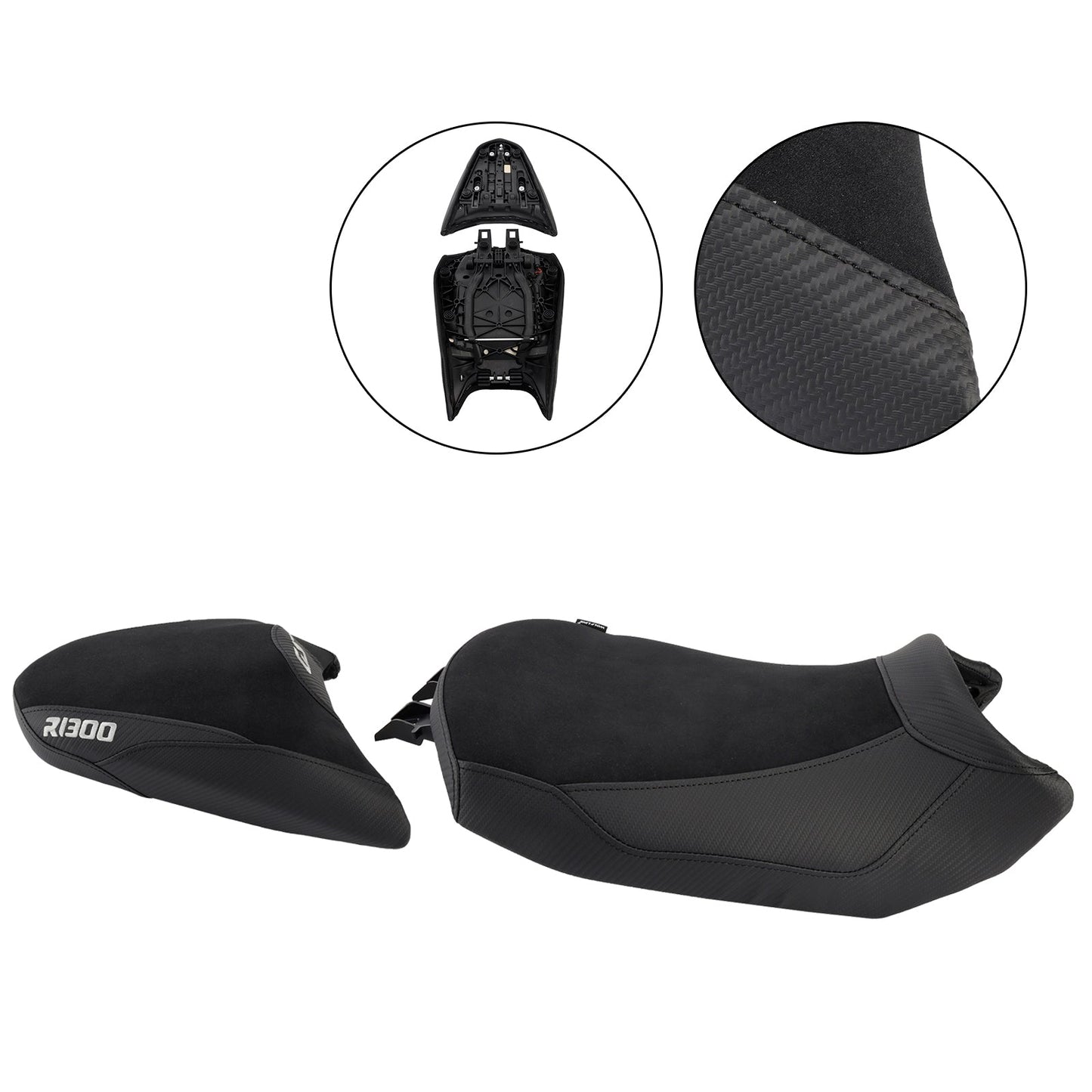 2024-2025 Per BMW R1300GS R 1300 GS Parte anteriore inferiore con sedile posteriore conducente passeggero nero