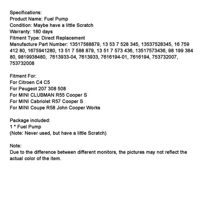 MINI Coupe R58 John Cooper Works Pompa carburante ad alta pressione 1675941280 13517588879 9819938480