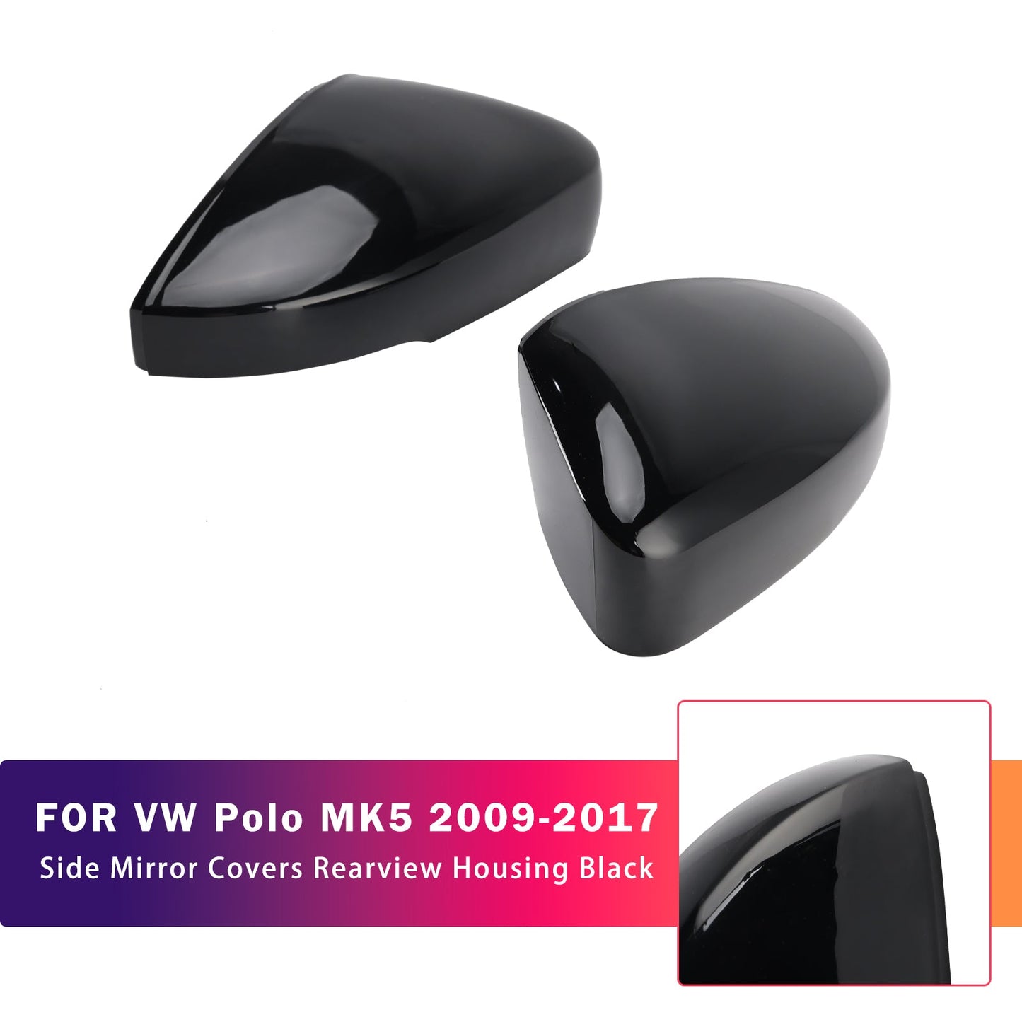Calotte specchietti retrovisori laterali VW Polo MK5 2009-2017, alloggiamento nero