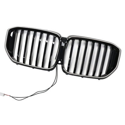 Per BMW G05 LCI X5 2024+ Griglia paraurti anteriore a linea singola con LED nero lucido