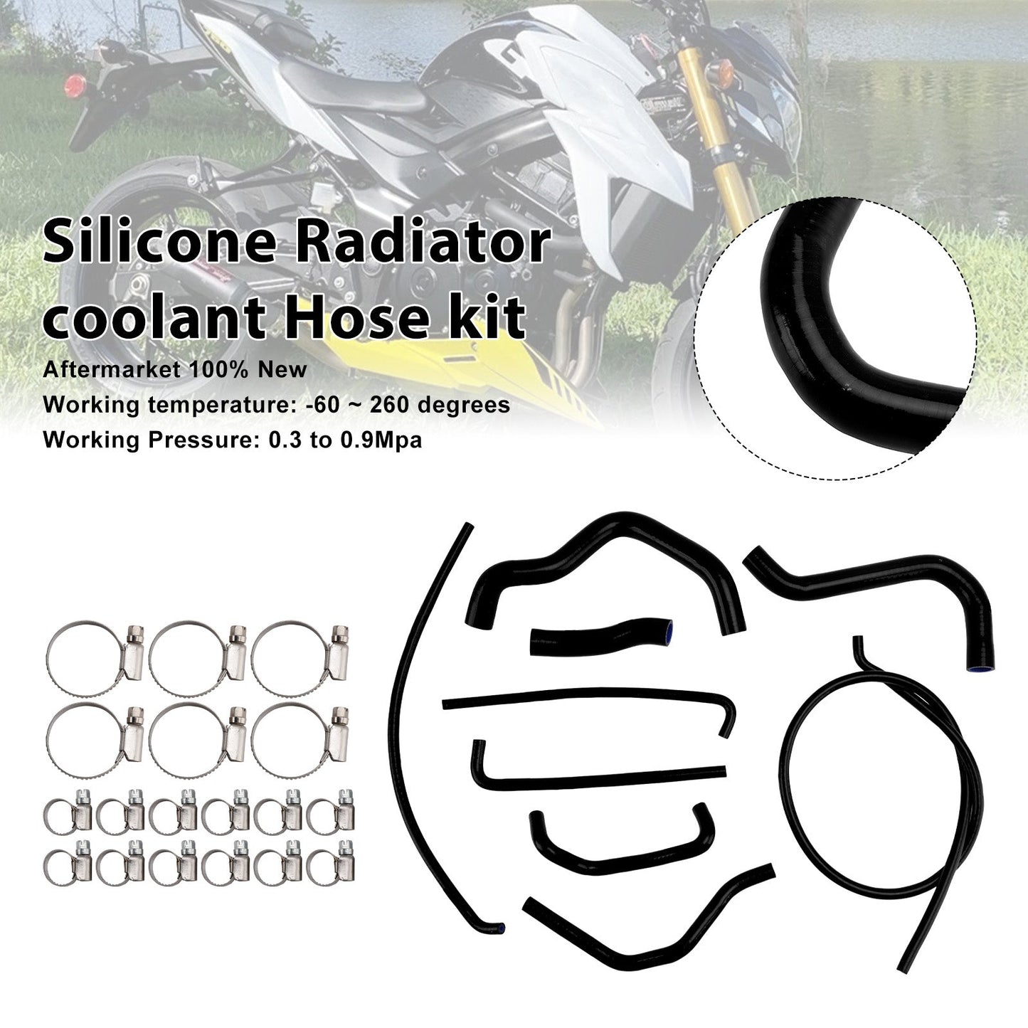 Kit di tubi flessibili in silicone per il liquido di raffreddamento del radiatore per Suzuki GSX-S750/Z 2017-2025