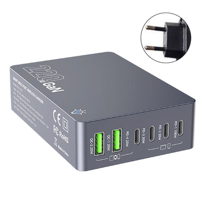 Stazione di ricarica da tavolo F8A Caricabatterie rapido USB a 6 porte Supporto di ricarica PD100W Caricabatterie intelligente Spina UE