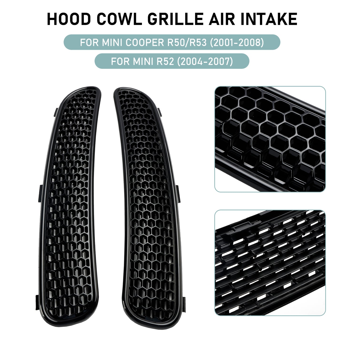 Hood Cowl Grille Air Intake Duct 7122506 & 7122505 Per Mini R50 R52 R53