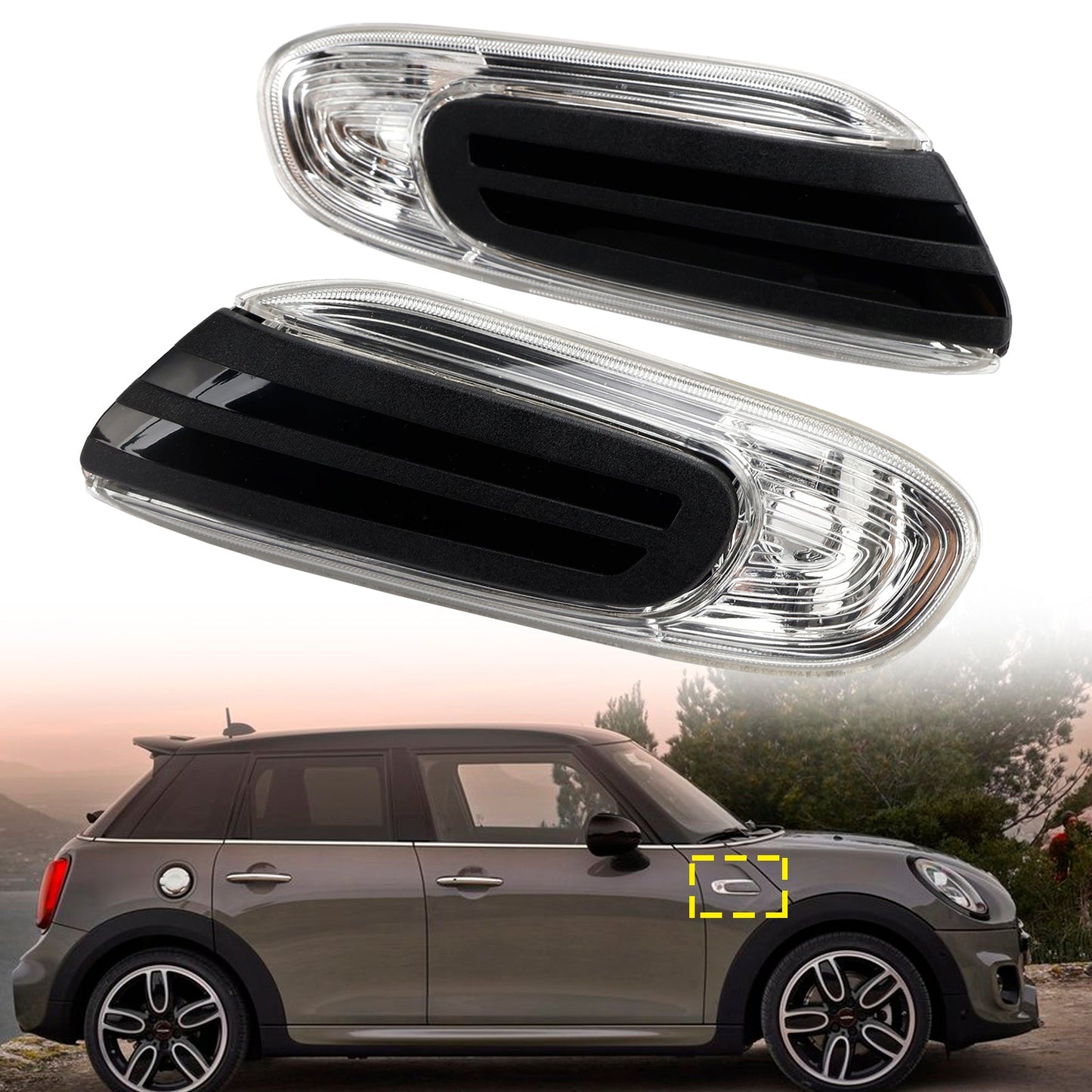 2 pezzi di indicatori di direzione aggiuntivi bianchi per BMW Mini F55 F56 F57