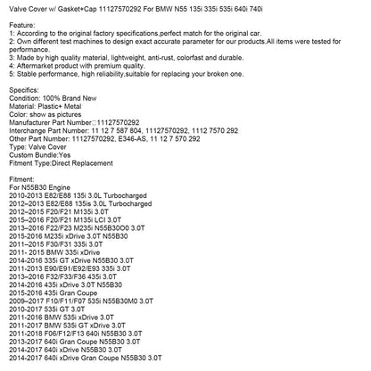 2009–2017 BMW F10/F11/F07 535i N55B30M0 3.0T Coprivalvola con guarnizione+tappo 11127570292