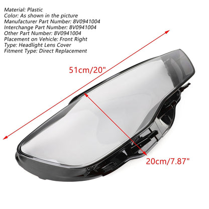 Per Audi A3 2013-2016 Chiaro Copertura faro Lente faro 8V0941004 8V0941003