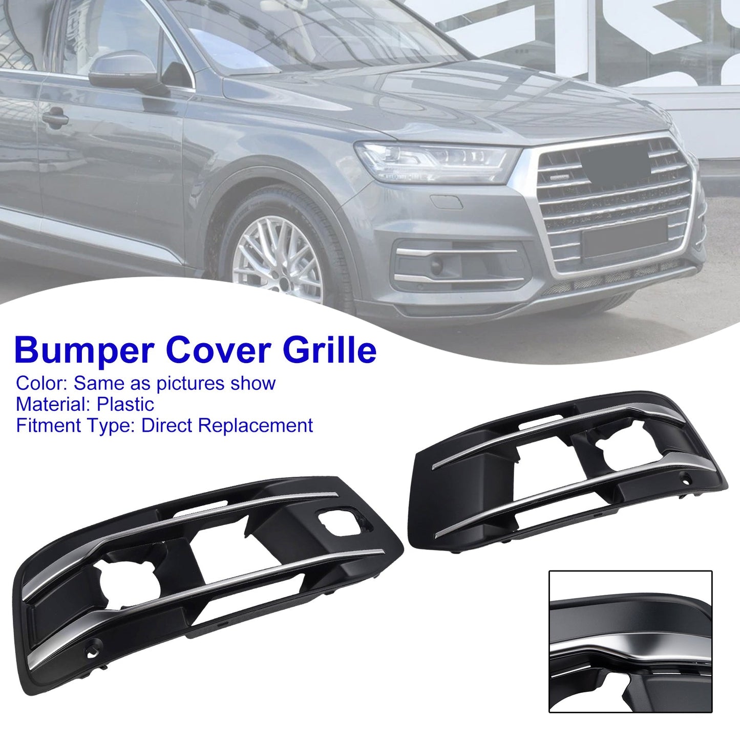 Compatibile con Audi Q7 2016-2019, 2 pezzi, copertura griglia fendinebbia paraurti anteriore 4M0807682AA4W3