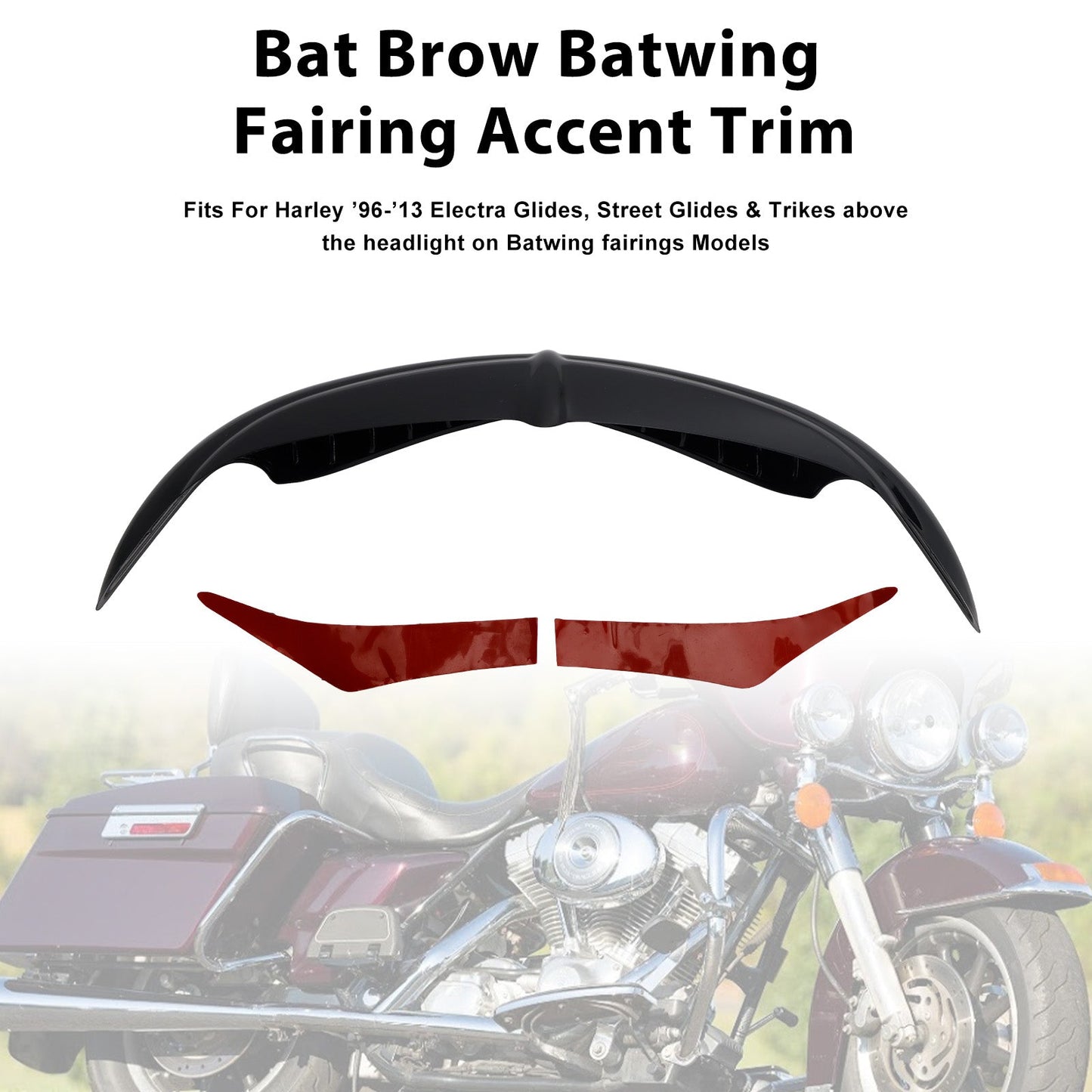 Decorazione decorativa Bat Brow Batwing per Electra Street Glide Trikes 96-13