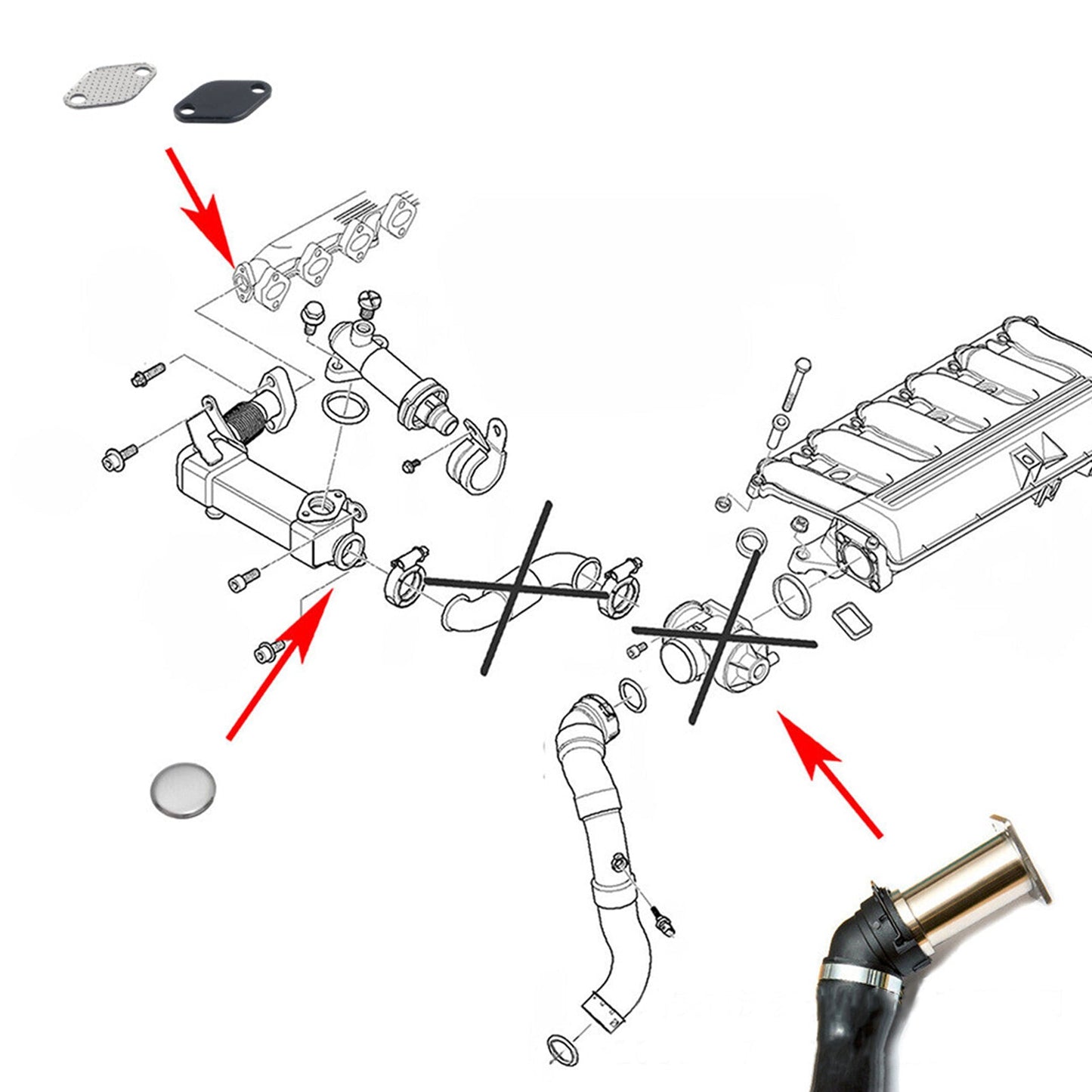 2002/9-2005/9 BMW Serie 5 E61 530d M57N EGR Kit di chiusura per motore diesel M57N2