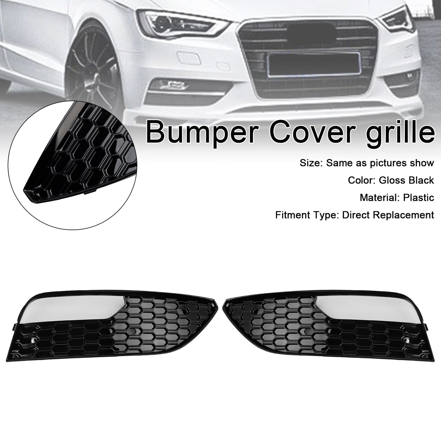 Griglia di copertura fendinebbia paraurti anteriore Audi A3 2012-2016 (2 pezzi)