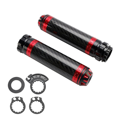 Manopole per manubrio moto da 7/8""/22 mm in carbonio, universali, verdi, per moto, argento