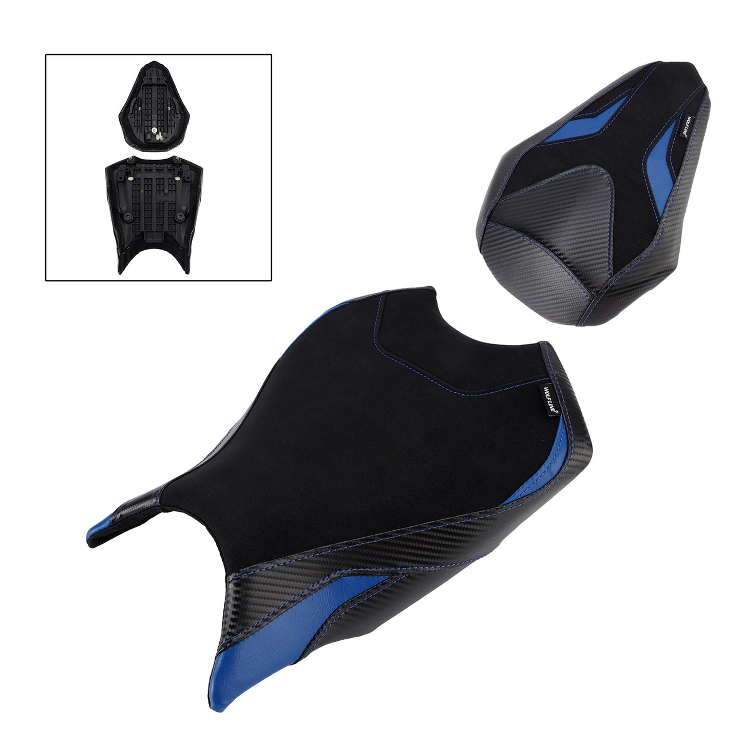 Kit cuscini passeggero Raider anteriori e posteriori blu per Honda CBR250RR 2017-2024 2023