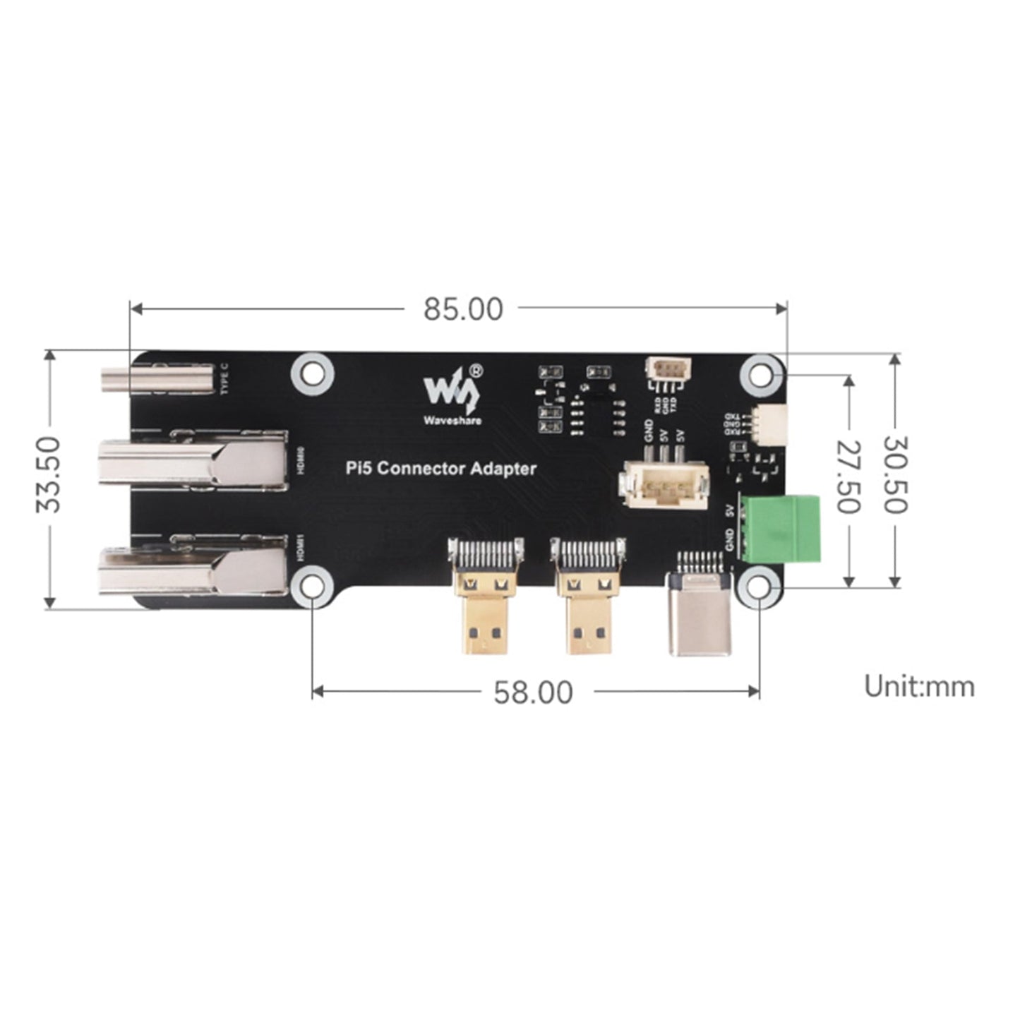 Scheda di espansione multifunzione Raspberry Pi HDMI doppia uscita 4K con Pi5/Pi4B