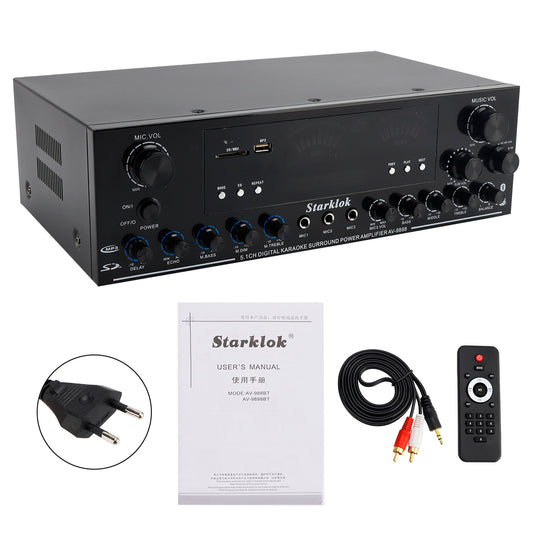 Bluetooth HiFi 2000W Stereo Power Amplificatore 5.1-Channel Subwoofer Amplifier
