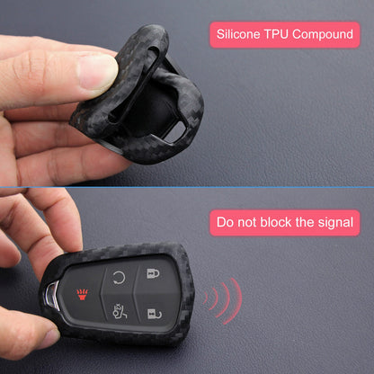 Custodia in pelle e silicone per chiave auto con fibbia per Cadillac