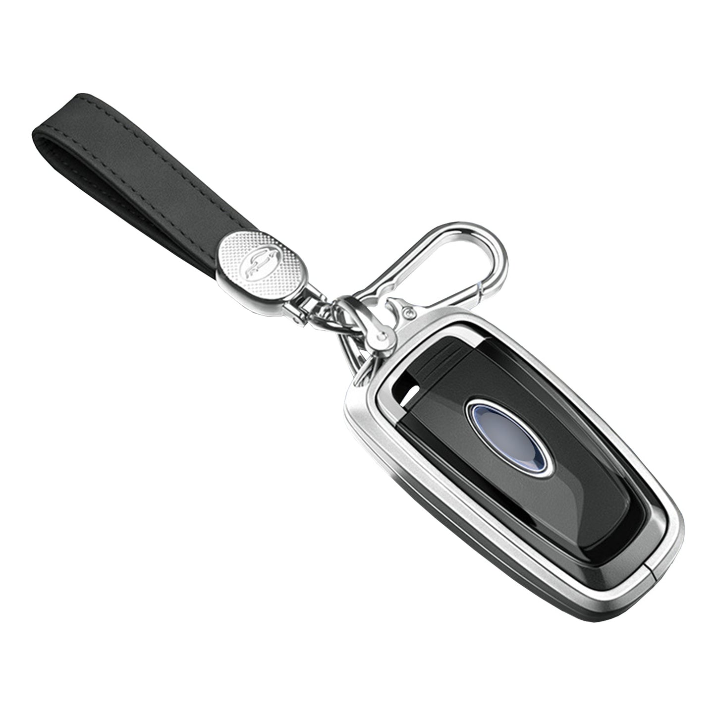 Custodia per chiave auto in TPU argentato in lega di alluminio con fibbia per Ford